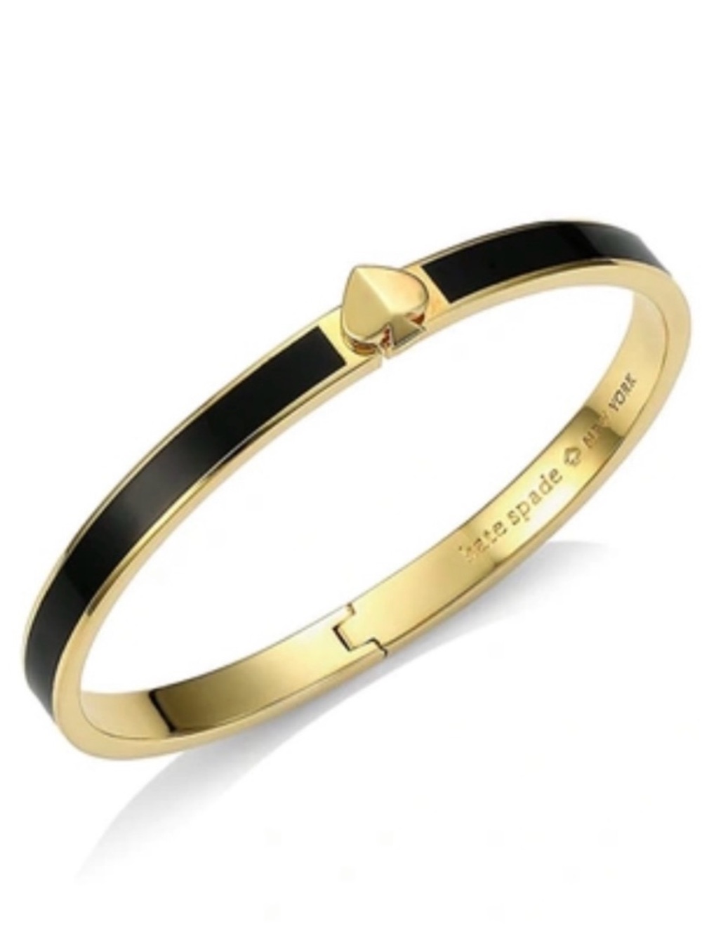 kate spade Gold & Black Spade Accent Enamel Bangle Bracelet